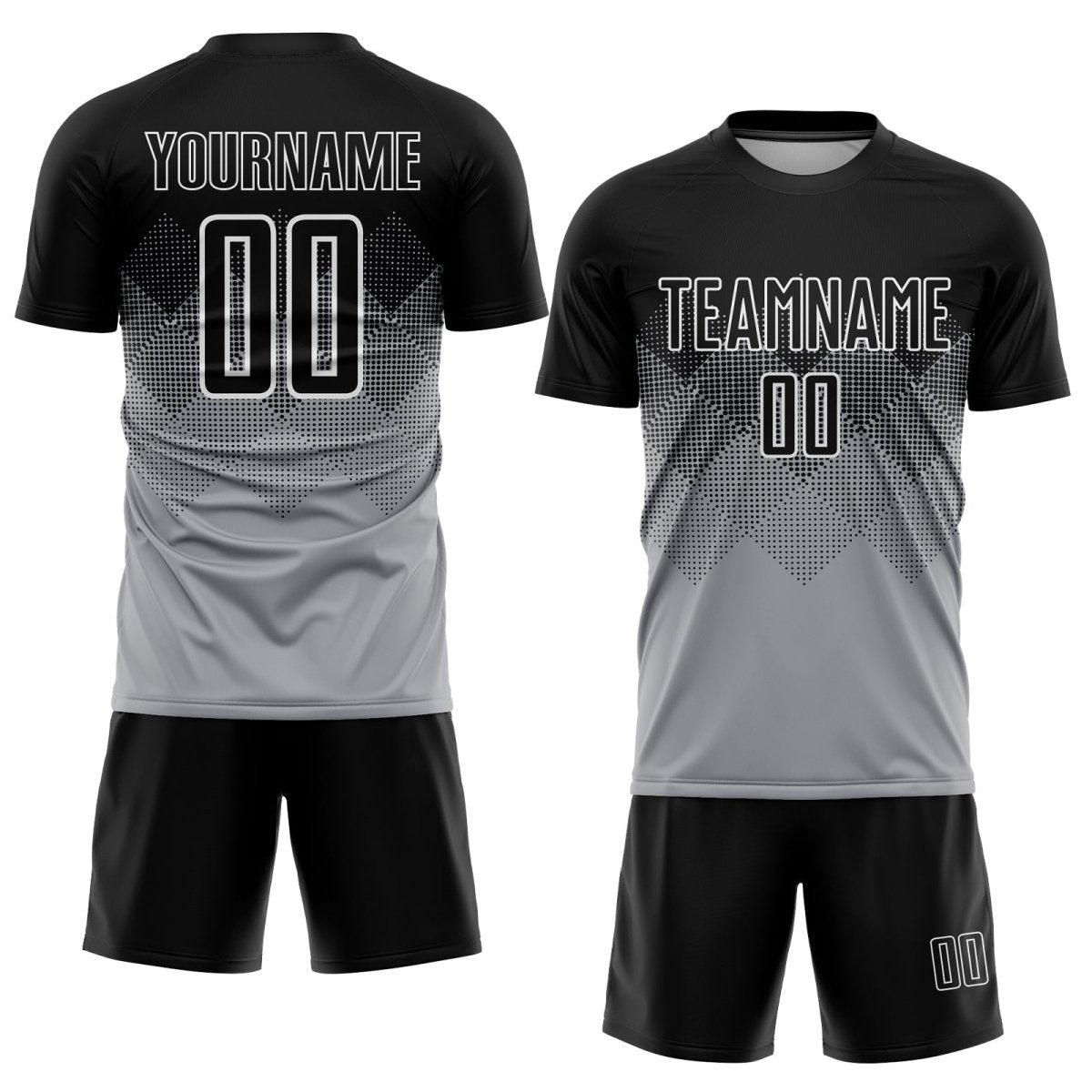Individuelles hellgraues Schwarz - Weiß Sublimations - Fußballtrikot K344 - Climcat