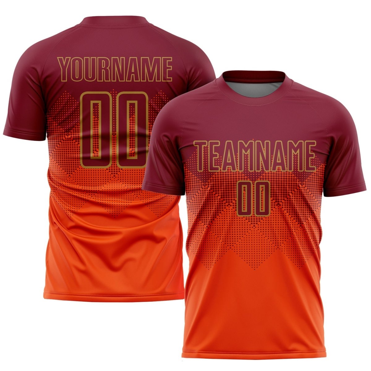 Individuelles Orange - Karmesinrot - Altgold Sublimations - Fußballtrikot W565 - Climcat