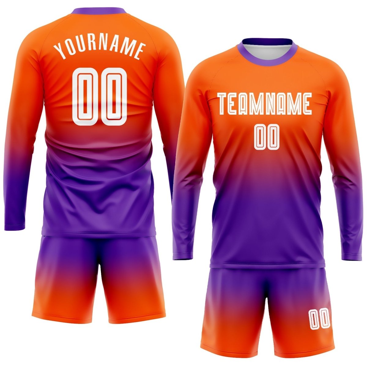 Individuelles Orange - Weiße - Violette Sublimations Langarm - Fade - Fußballtrikot O804 - Climcat
