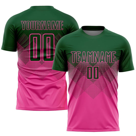 Individuelles Pink - Grün Sublimations - Fußballtrikot Q861 - Climcat