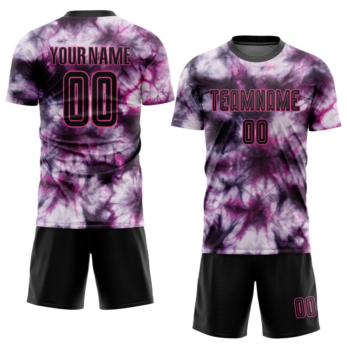 Individuelles Schwarz - Rosa Sublimations - Fußballtrikot mit Batikdesign F709 - Climcat