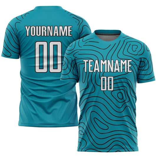 Individuelles Teal - Weiß - Schwarz Sublimations - Fußballtrikot P636 - Climcat