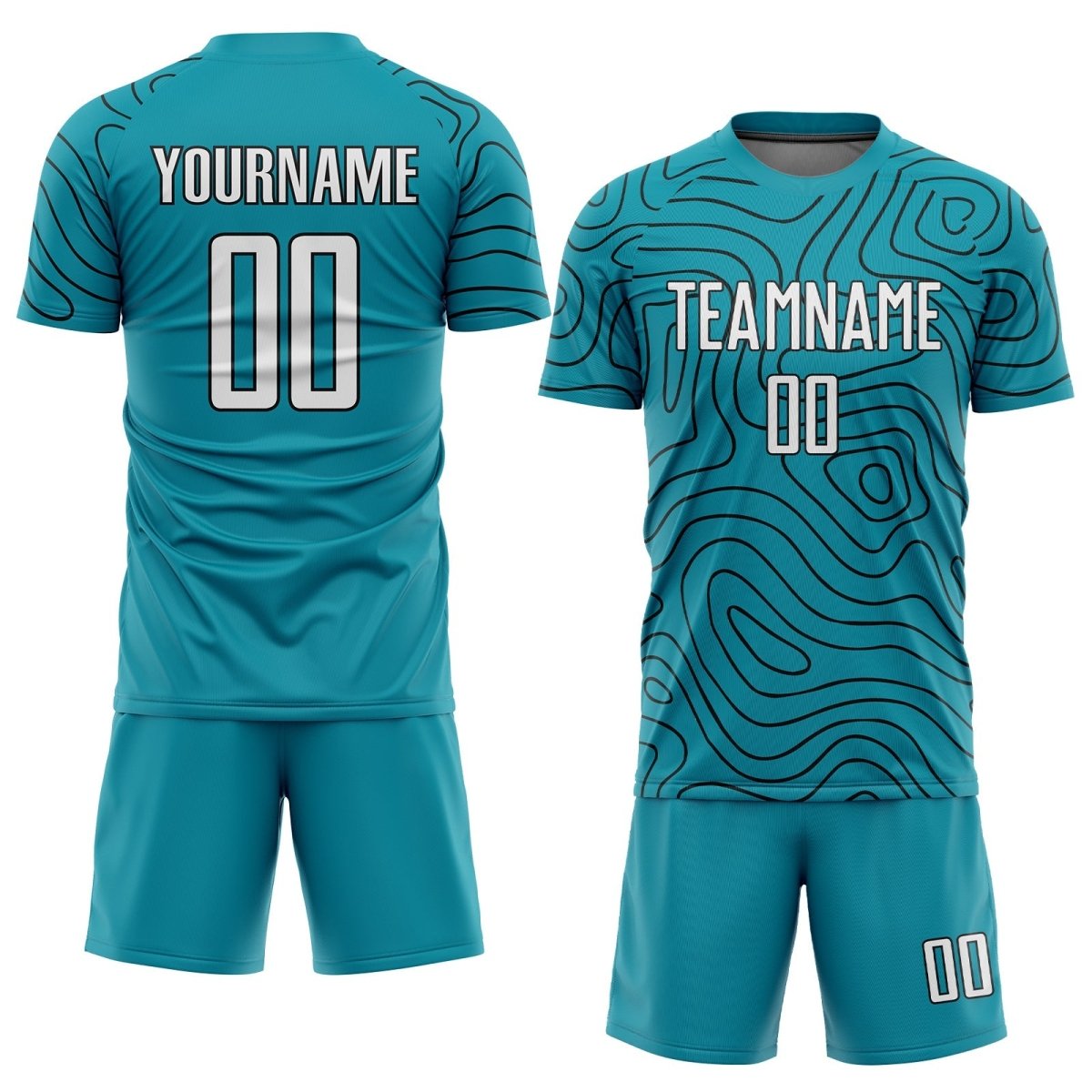 Individuelles Teal - Weiß - Schwarz Sublimations - Fußballtrikot P636 - Climcat