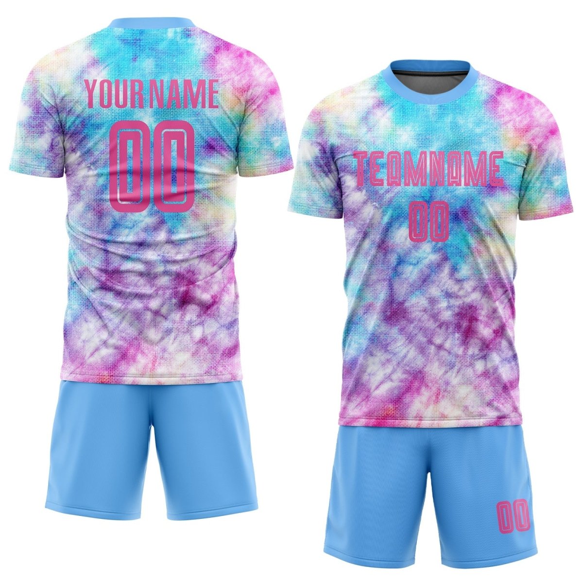 Individuelles Tie - Dye Pink - Hellblau Sublimations Fußballtrikot F927 - Climcat