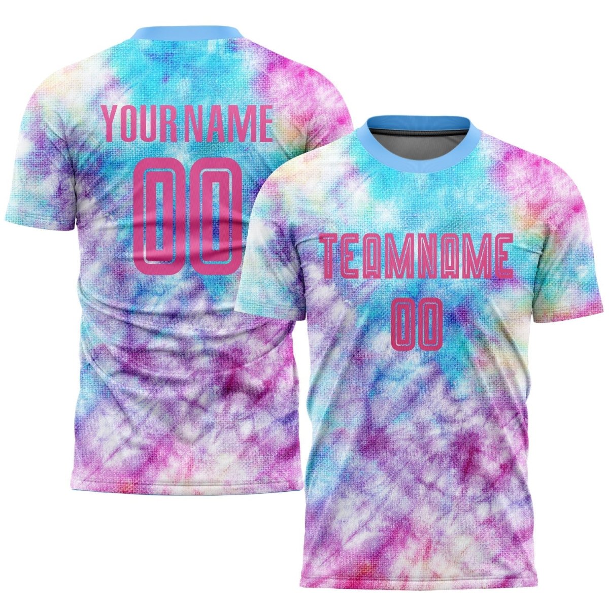 Individuelles Tie - Dye Pink - Hellblau Sublimations Fußballtrikot F927 - Climcat