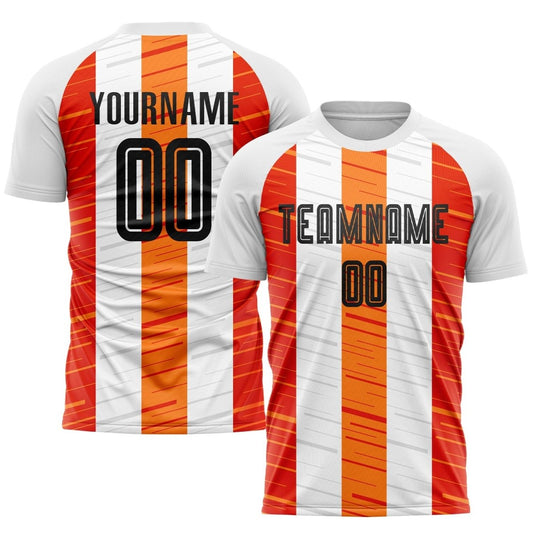 Individuelles weiß - schwarz - oranges Sublimations - Fußballtrikot J201 - Climcat