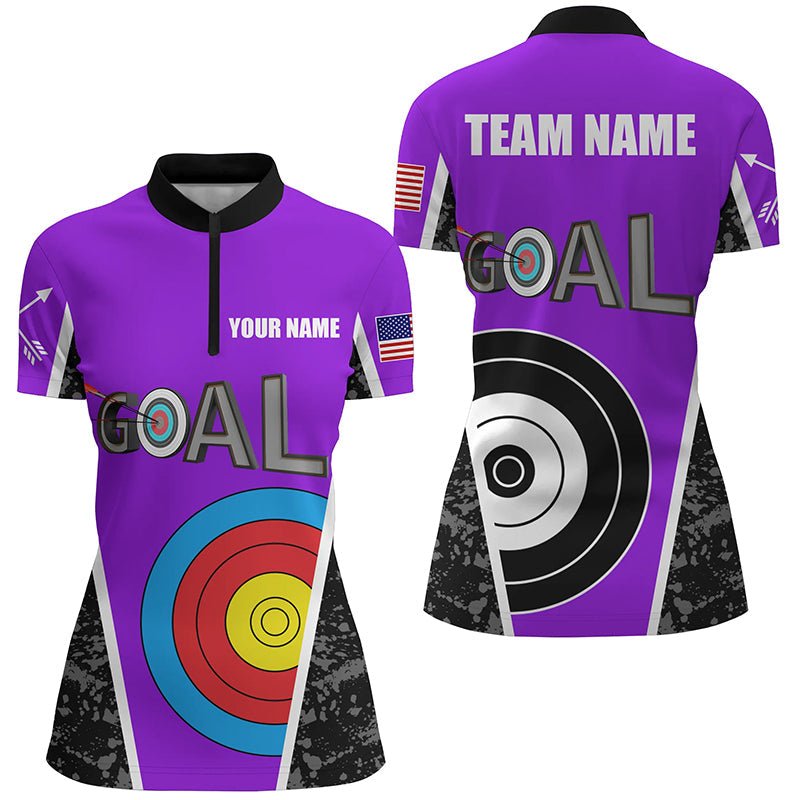 Lila Bogenschützen Poloshirt - Personalisiert mit Name & Ziel Motiv - Teamkleidung Herren & Damen T1153 - Climcat