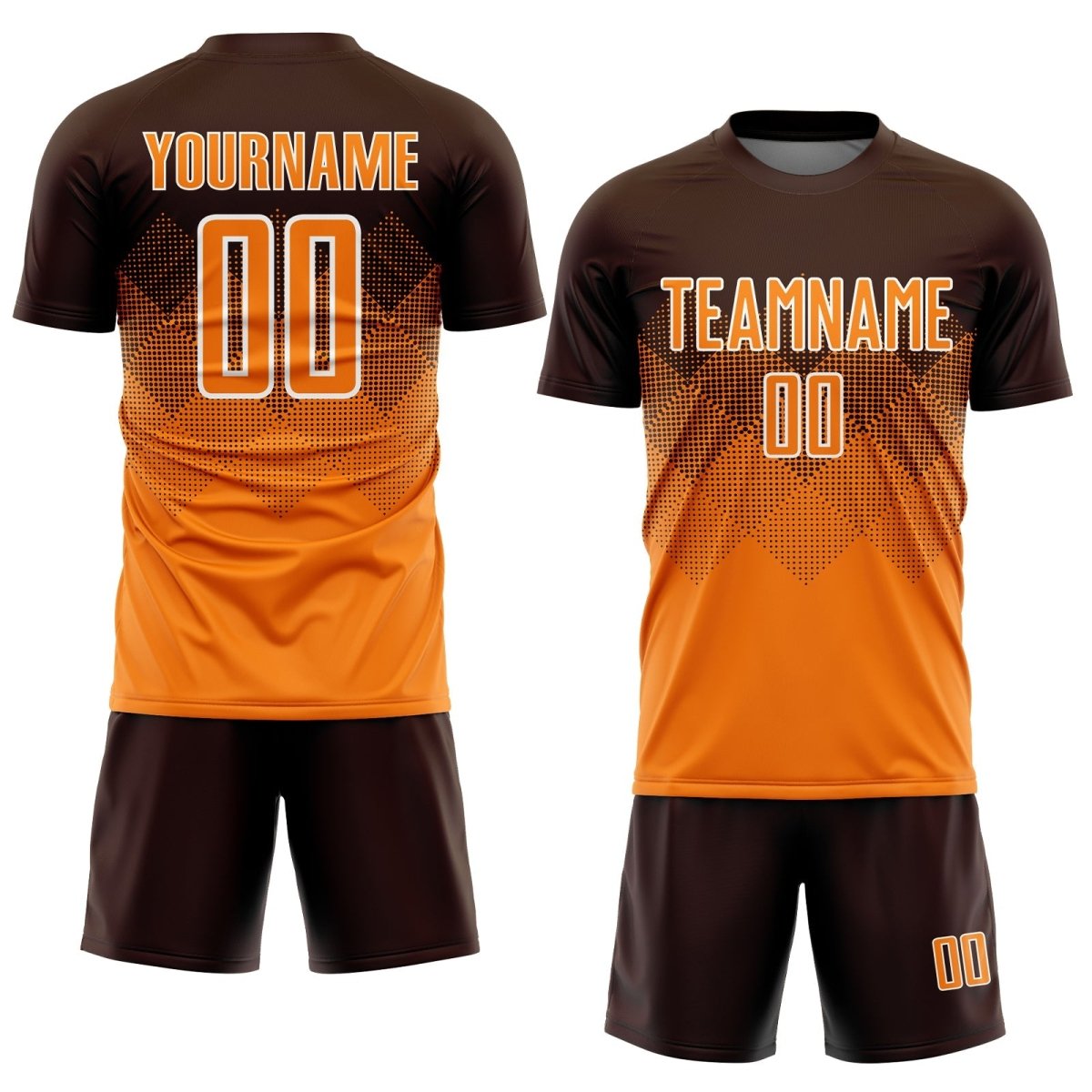 Maßgeschneiderte Braune Bay Orange - Weiße Sublimations - Fußballtrikot - Jersey L820 - Climcat