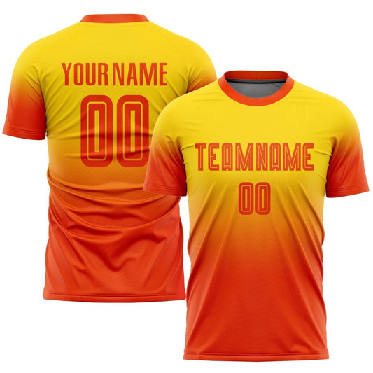 Maßgeschneiderte Gold - Orange Sublimations - Fade Fashion Fußballtrikot Z908 - Climcat