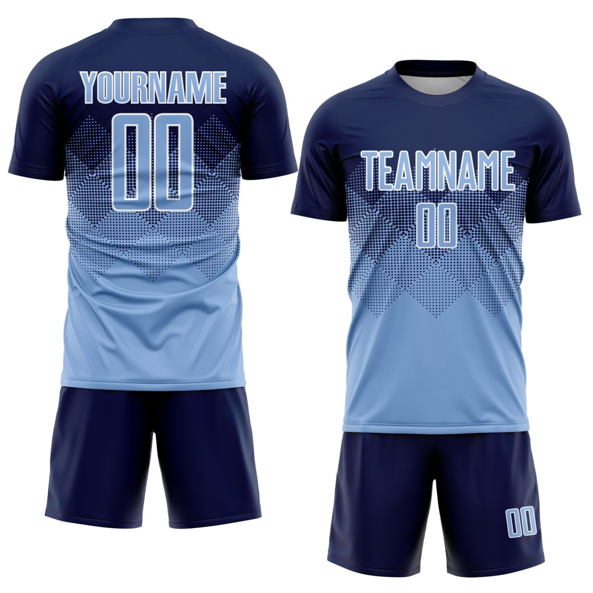 Maßgeschneiderte Marineblau - Hellblaue Sublimations - Soccer - Trikot D331 - Climcat