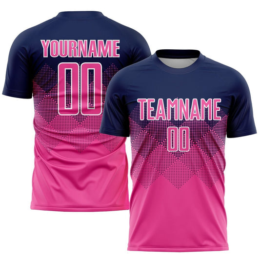Maßgeschneiderte Navy - Pink - Weiße Sublimations - Soccer - Trikot F871 - Climcat