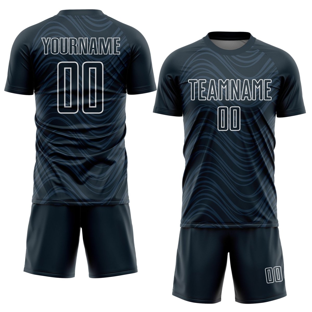 Maßgeschneiderte Navy - Weiß Wellenlinien Sublimation Fußballtrikot V531 - Climcat
