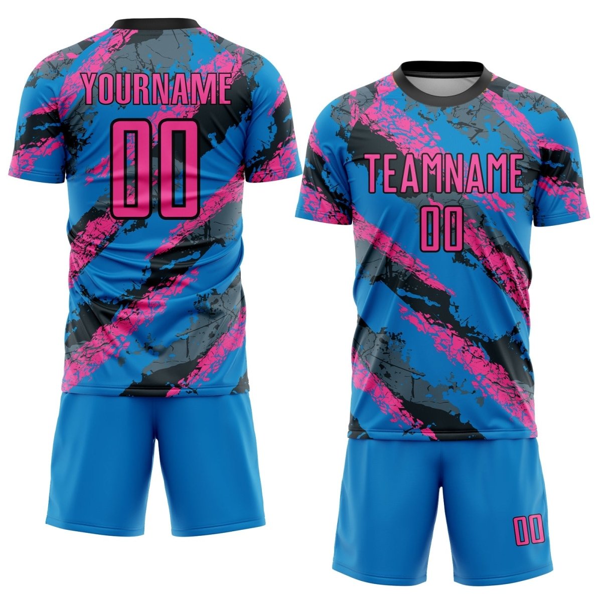 Maßgeschneiderte Pulverblau Pink - Weiße Sublimations - Fußballtrikot P600 - Climcat