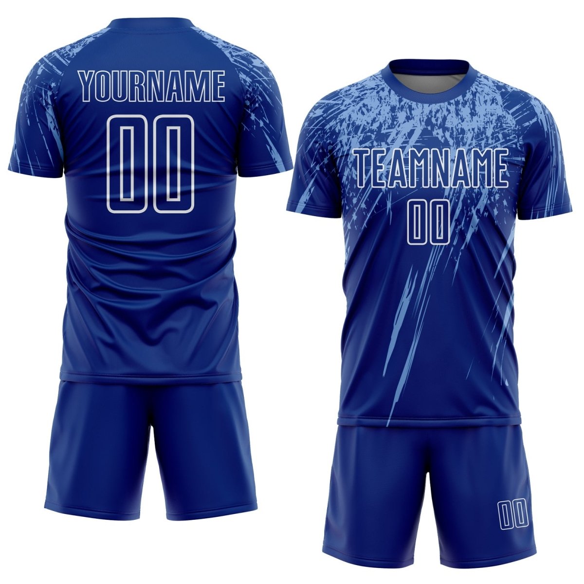 Maßgeschneiderte Royal Blau - Weiß Sublimations - Fußballtrikot G751 - Climcat