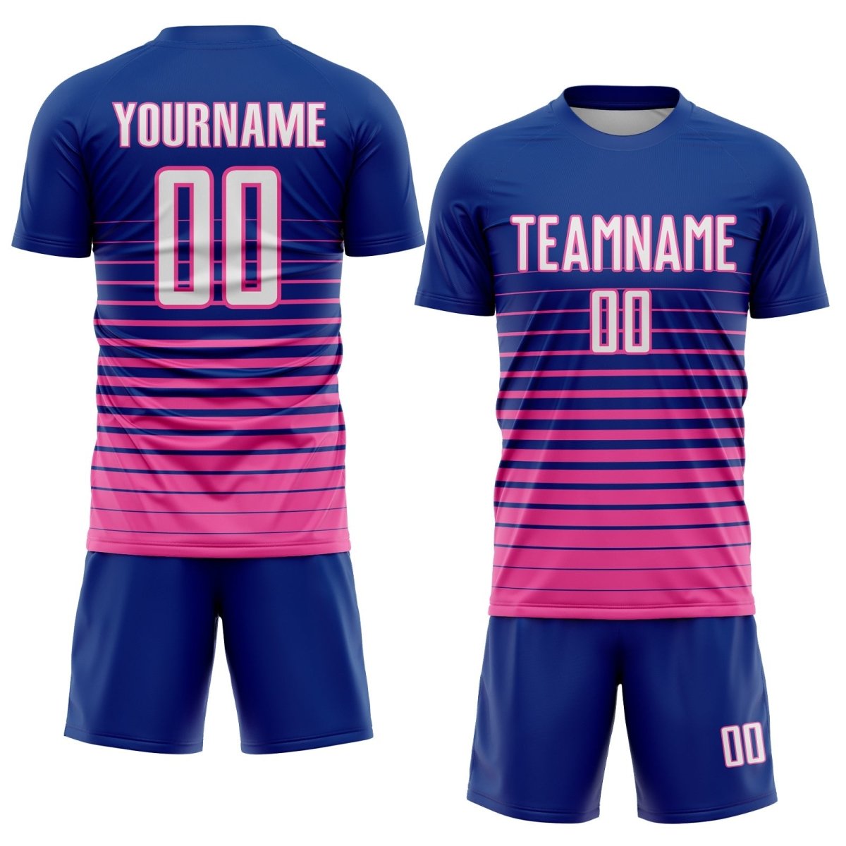 Maßgeschneiderte Royal Weiße - Rosa Pinstripe Fade Fashion Sublimations Fußballtrikot H607 - Climcat