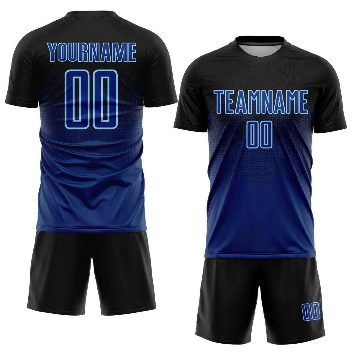 Maßgeschneiderte schwarze US Navy Blau - Hellblaue Sublimations - Soccer - Trikots Q531 - Climcat