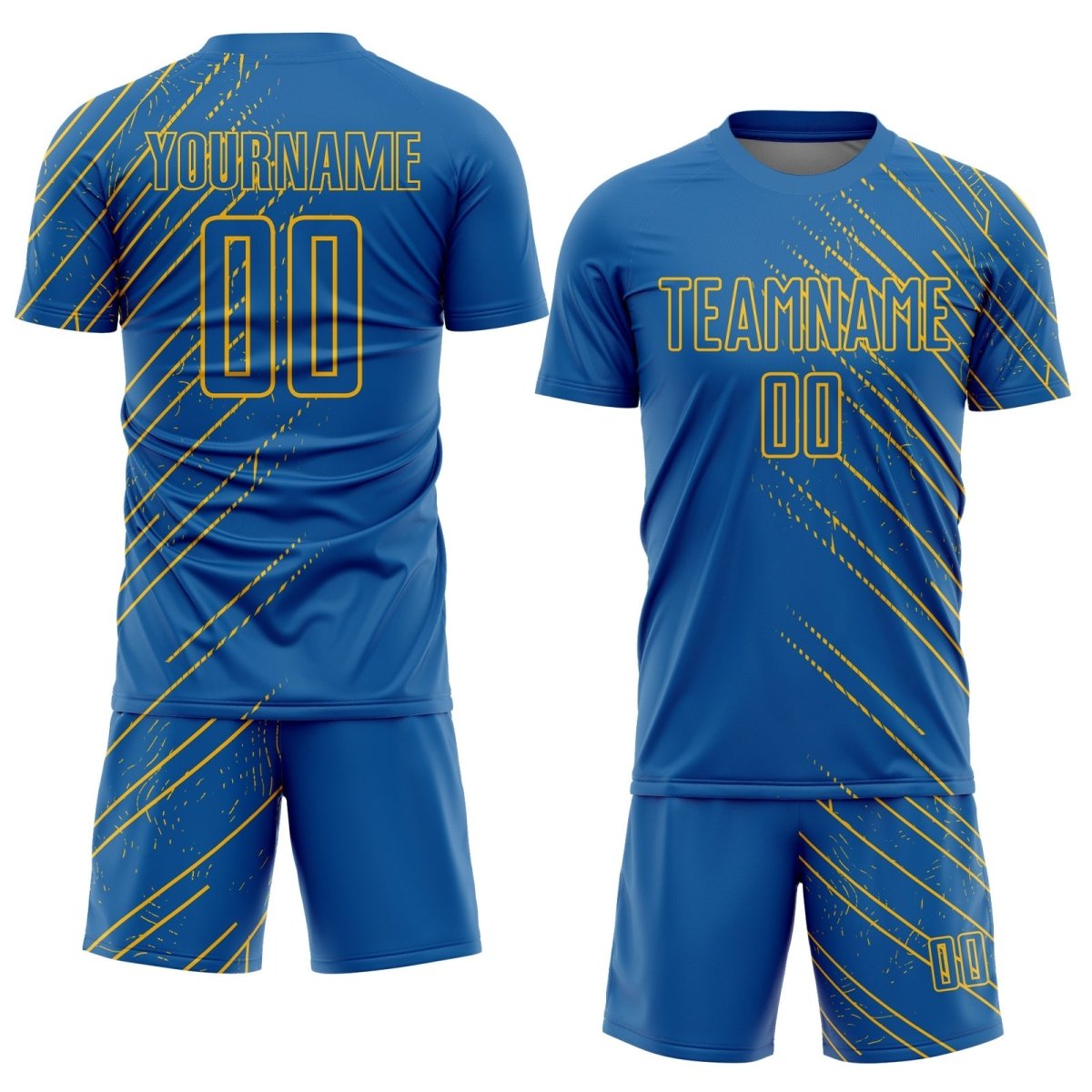 Personalisierte Sublimations - Fußballtrikot mit blauen und goldenen Linien D546 - Climcat