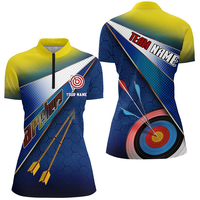 Personalisiertes 3D Bogenschießen Poloshirt für Herren und Damen - Gelb - Blau Teamshirt V0658 - Climcat