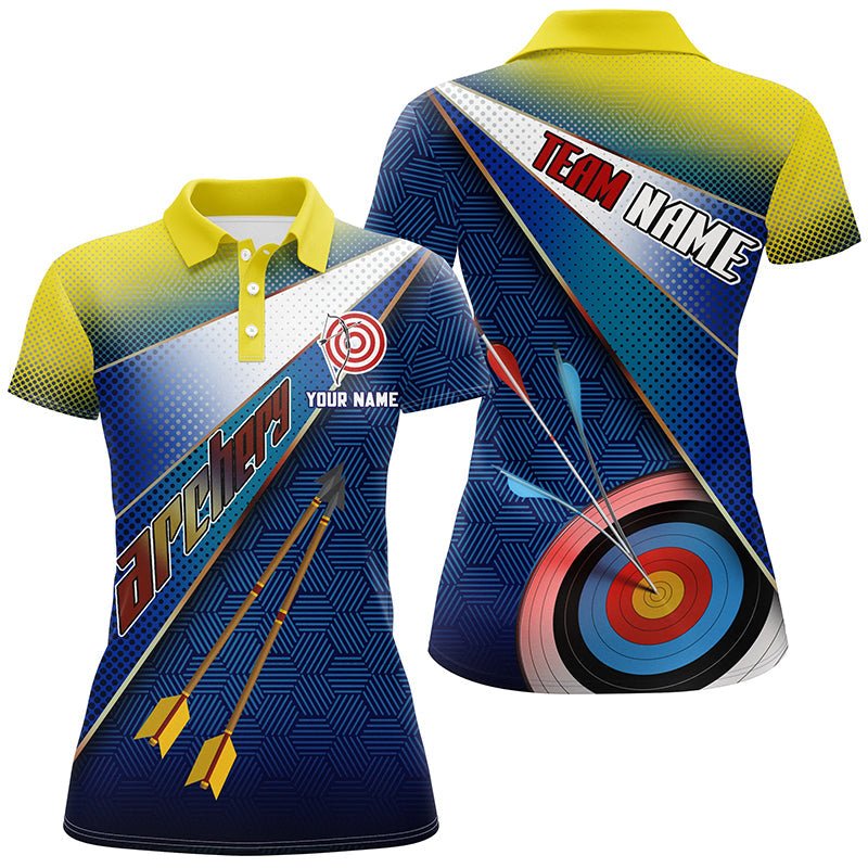 Personalisiertes 3D Bogenschießen Poloshirt für Herren und Damen - Gelb - Blau Teamshirt V0658 - Climcat