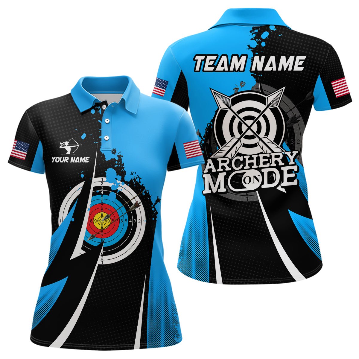 Personalisiertes Blaues Unisex Bogensport Poloshirt - Teamshirt T0421 - Climcat