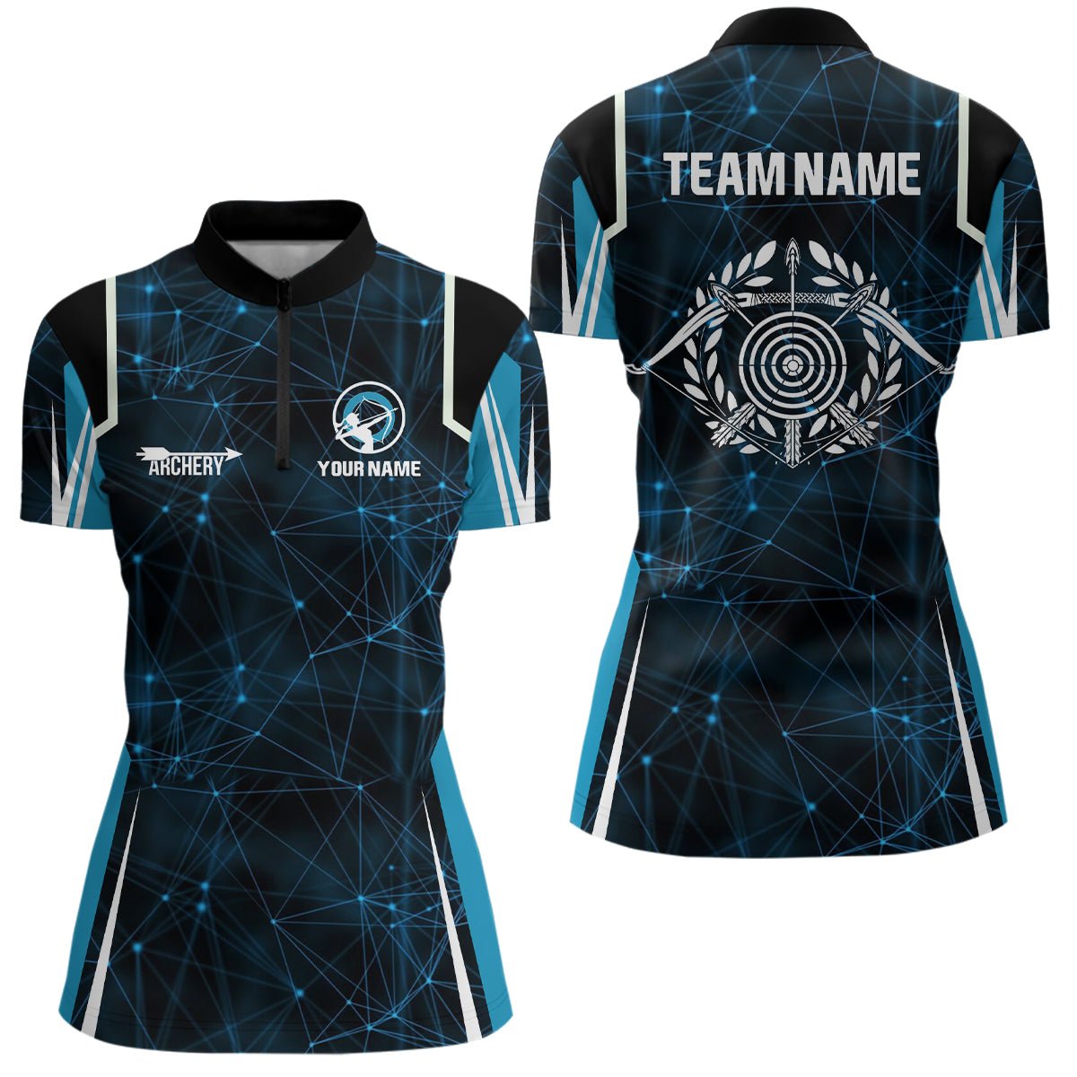 Personalisiertes Blaues Unisex Poloshirt für 3D Bogenschießen Individuelles Bogen & Pfeil Design V0790 - Climcat