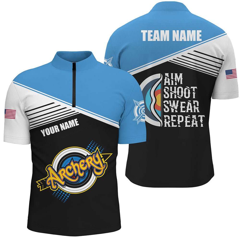 Personalisiertes Bogenschieß Polo - Shirt mit lustigem Spruch: Zielen Schießen Fluchen Wiederholen (Herren & Damen) T0463 - Climcat