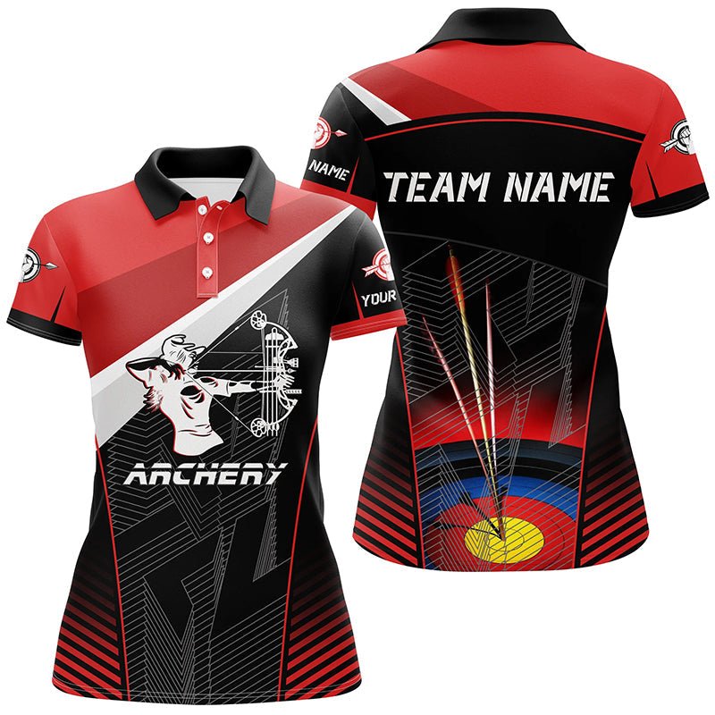 Personalisiertes Bogenschieß Poloshirt Herren Damen - Rot Schwarz Zielscheibe Motiv - Mit Wunschname & für Teams T0507 - Climcat