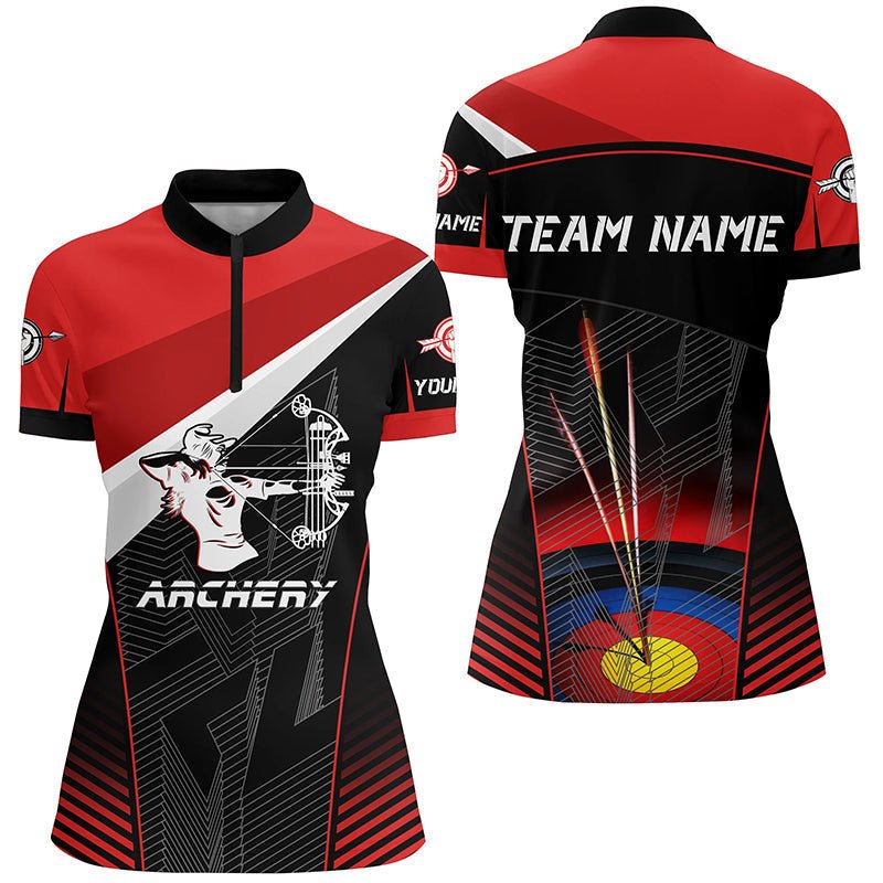Personalisiertes Bogenschieß Poloshirt Herren Damen - Rot Schwarz Zielscheibe Motiv - Mit Wunschname & für Teams T0507 - Climcat