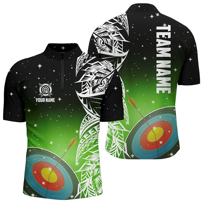 Personalisiertes Bogenschieß Poloshirt / Trikot Unisex - Grünes Galaxie - Muster - Team & Verein T1086 - Climcat