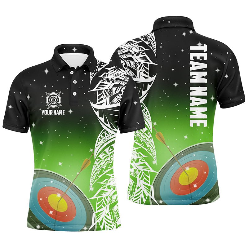 Personalisiertes Bogenschieß Poloshirt / Trikot Unisex - Grünes Galaxie - Muster - Team & Verein T1086 - Climcat