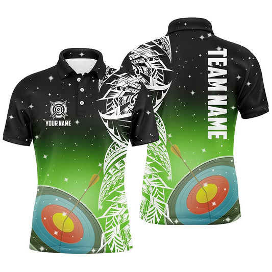 Personalisiertes Bogenschieß Poloshirt / Trikot Unisex - Grünes Galaxie - Muster - Team & Verein T1086 - Climcat
