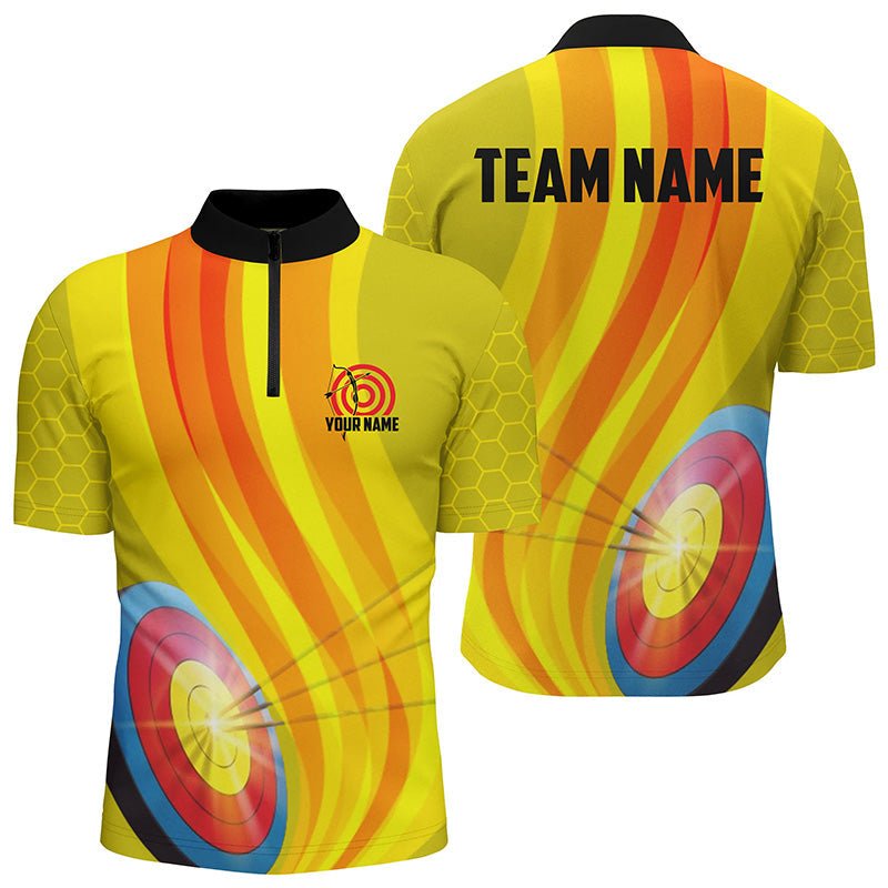 Personalisiertes Bogenschießen Polo Shirt für Herren & Damen - 3D Target Pfeil - Design - Gelb V0669 - Climcat