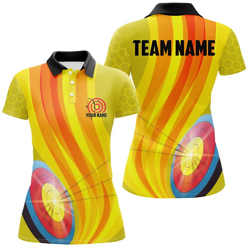 Personalisiertes Bogenschießen Polo Shirt für Herren & Damen - 3D Target Pfeil - Design - Gelb V0669 - Climcat