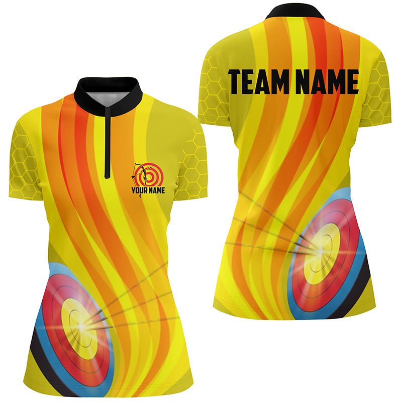 Personalisiertes Bogenschießen Polo Shirt für Herren & Damen - 3D Target Pfeil - Design - Gelb V0669 - Climcat