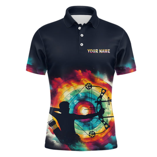 Personalisiertes Bogenschießen Polo Shirt Herren & Damen - Farbenfroh im Tie - Dye Look mit eigenem Motiv V1002 - Climcat