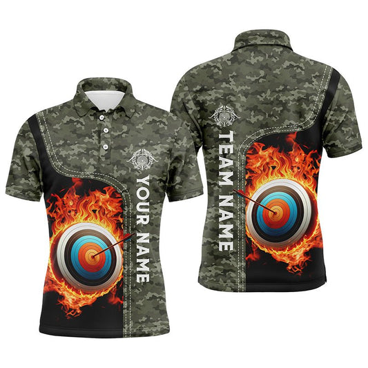 Personalisiertes Bogenschießen Polo Shirt / Team Trikot - Camouflage Flammendes Ziel - Herren & Damen - Individuell Gestalten V0986 - Climcat