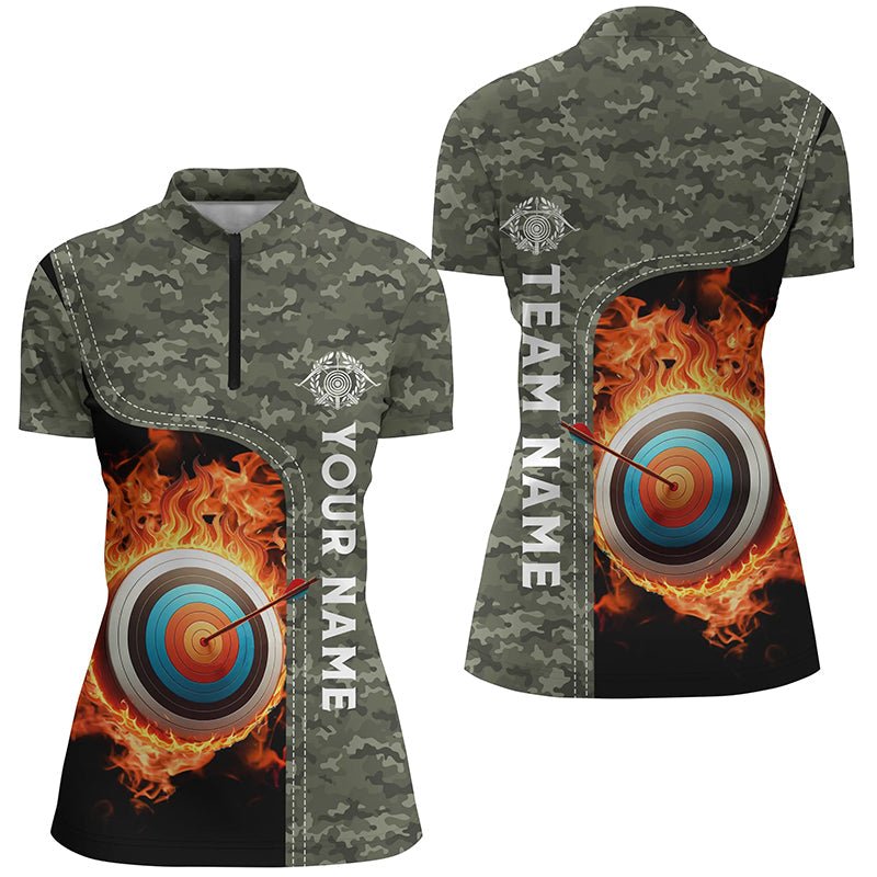 Personalisiertes Bogenschießen Polo Shirt / Team Trikot - Camouflage Flammendes Ziel - Herren & Damen - Individuell Gestalten V0986 - Climcat
