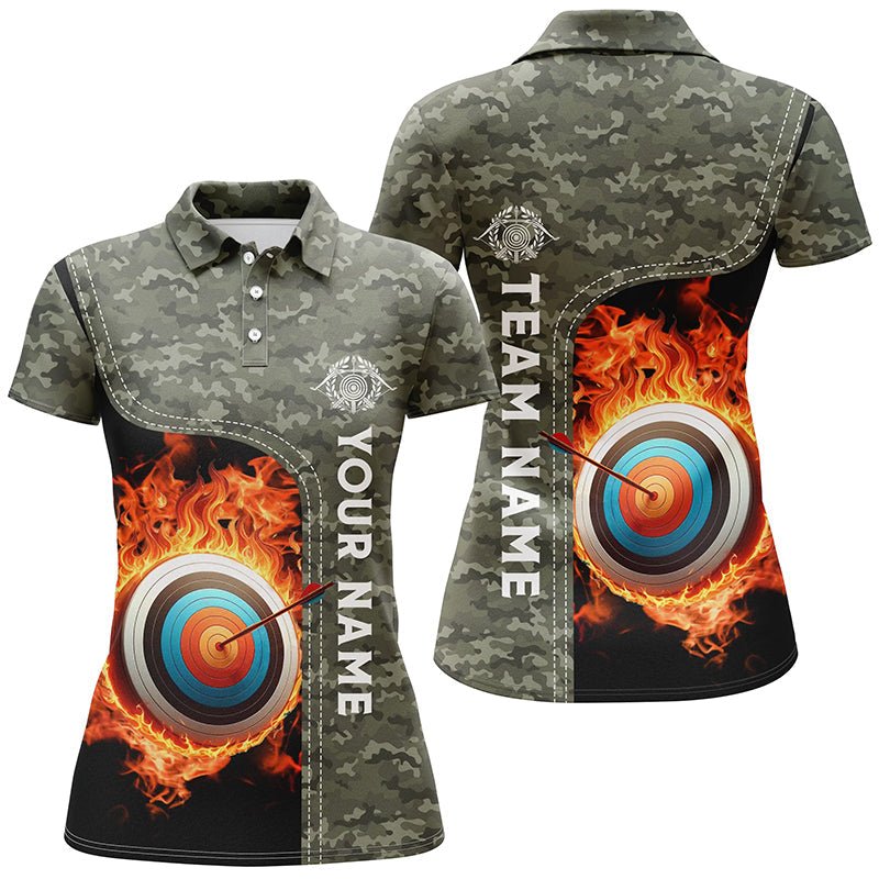 Personalisiertes Bogenschießen Polo Shirt / Team Trikot - Camouflage Flammendes Ziel - Herren & Damen - Individuell Gestalten V0986 - Climcat