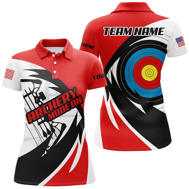 Personalisiertes Bogenschießen Polohemd Rot mit Namen - Für Herren & Damen - Bogenschützen Shirt T0567 - Climcat