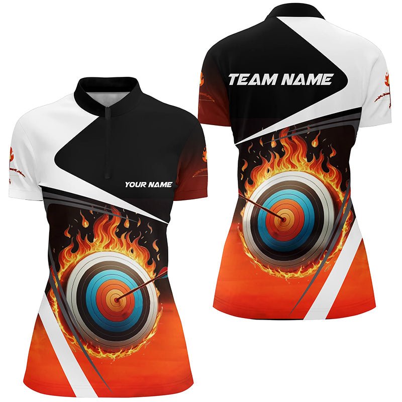 Personalisiertes Bogenschießen Poloshirt - 3D Flammendes Ziel Motiv - Für Damen & Herren Teamshirt V0984 - Climcat