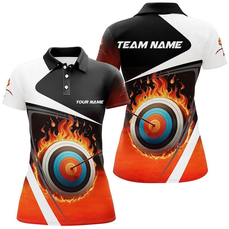 Personalisiertes Bogenschießen Poloshirt - 3D Flammendes Ziel Motiv - Für Damen & Herren Teamshirt V0984 - Climcat