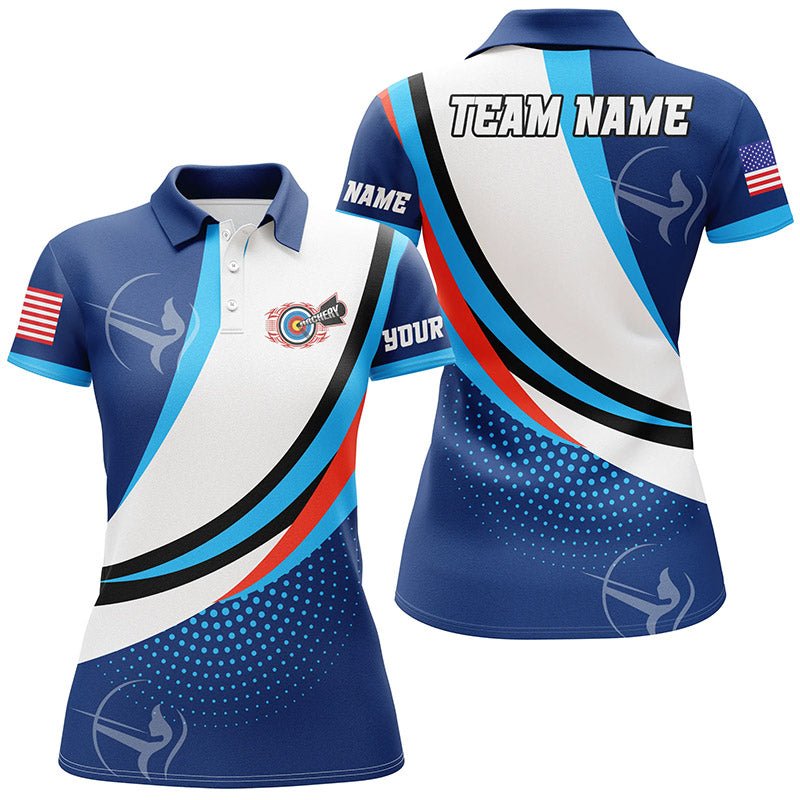 Personalisiertes Bogenschießen Poloshirt Blau Unisex mit Teamname T0651 - Climcat