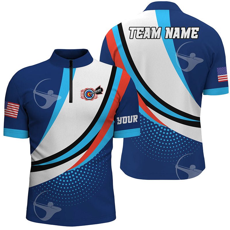 Personalisiertes Bogenschießen Poloshirt Blau Unisex mit Teamname T0651 - Climcat