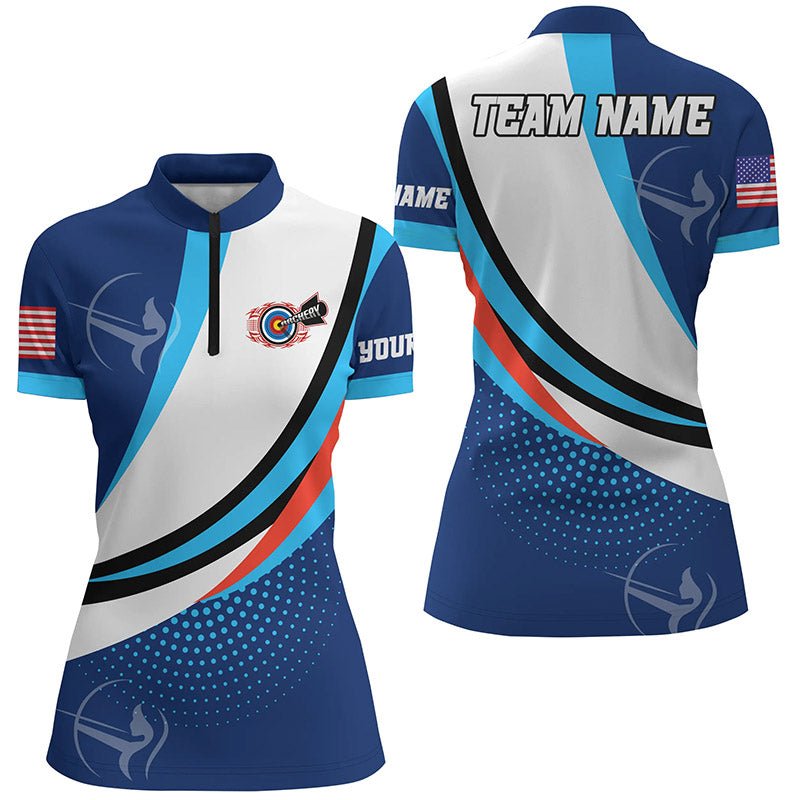 Personalisiertes Bogenschießen Poloshirt Blau Unisex mit Teamname T0651 - Climcat