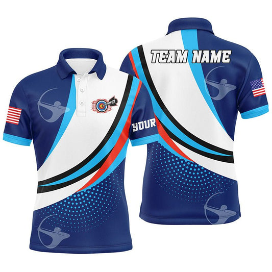 Personalisiertes Bogenschießen Poloshirt Blau Unisex mit Teamname T0651 - Climcat