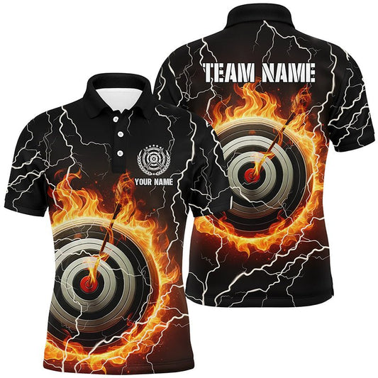 Personalisiertes Bogenschießen Poloshirt für Herren & Damen - 3D Ziel Flammen & Blitz Design T0975 - Climcat