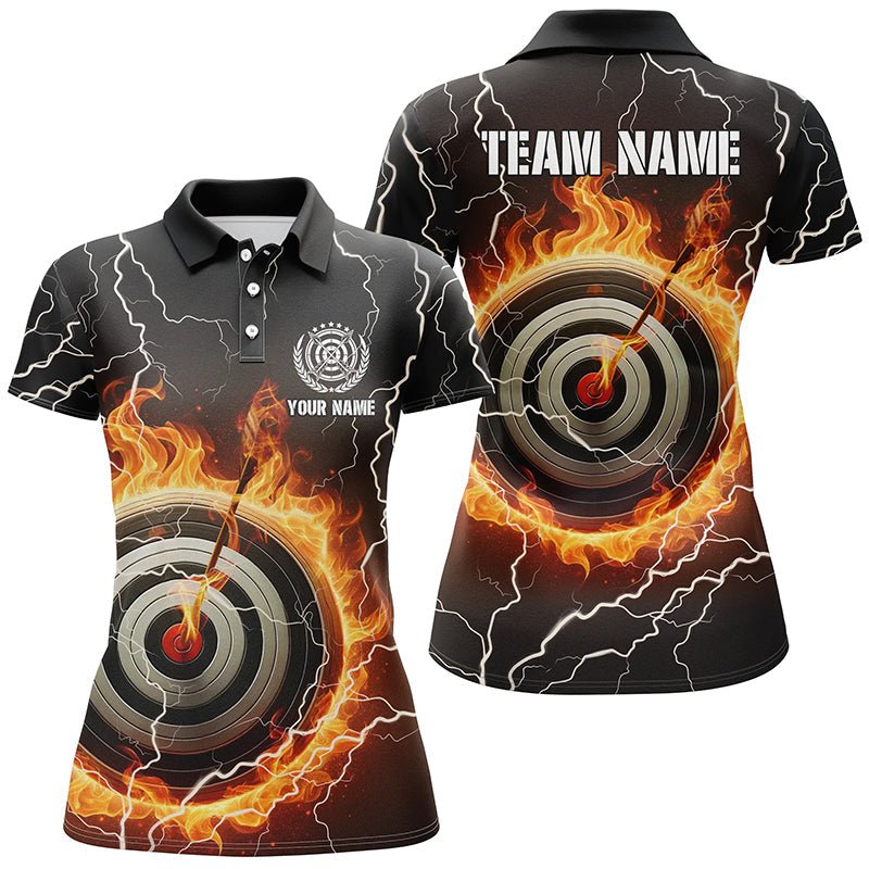 Personalisiertes Bogenschießen Poloshirt für Herren & Damen - 3D Ziel Flammen & Blitz Design T0975 - Climcat