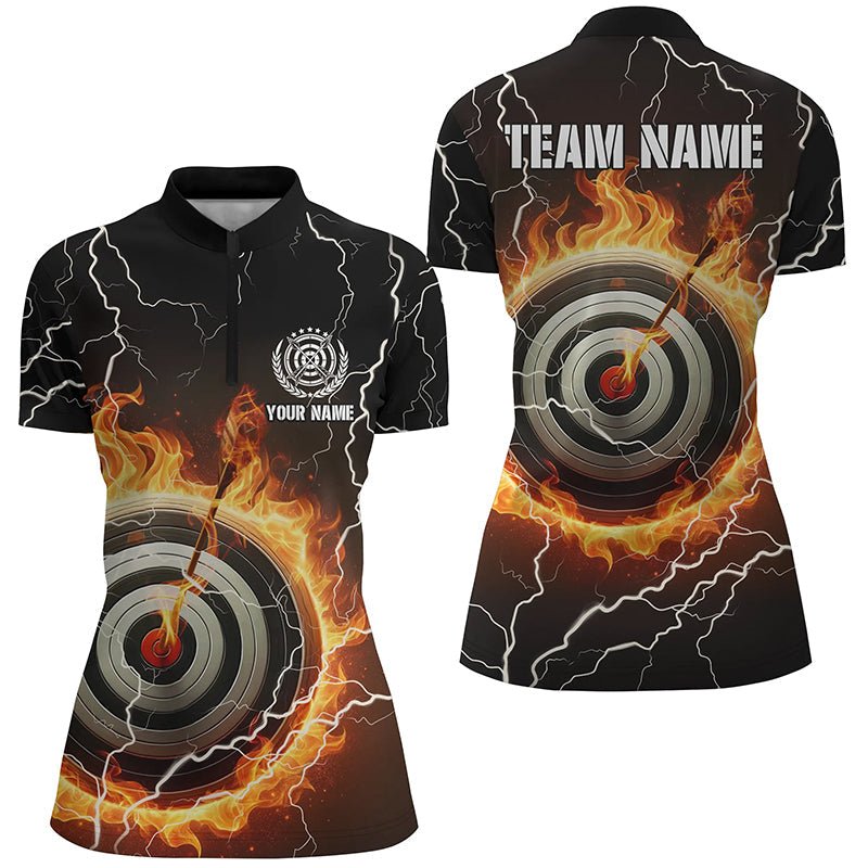 Personalisiertes Bogenschießen Poloshirt für Herren & Damen - 3D Ziel Flammen & Blitz Design T0975 - Climcat