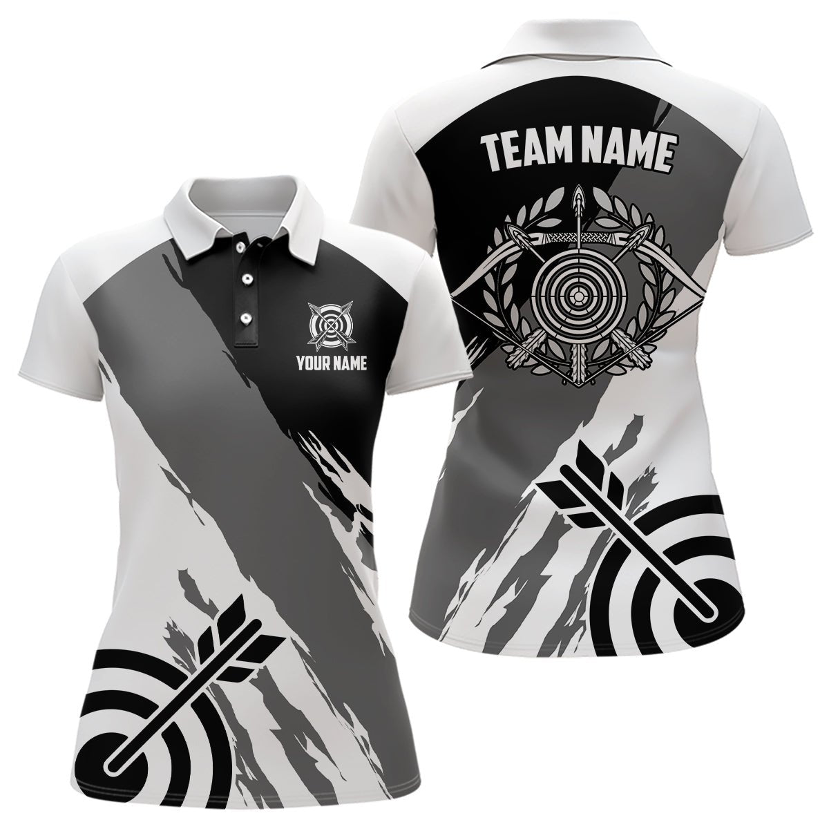 Personalisiertes Bogenschießen Poloshirt Grau Unisex Trikot T0635 - Climcat