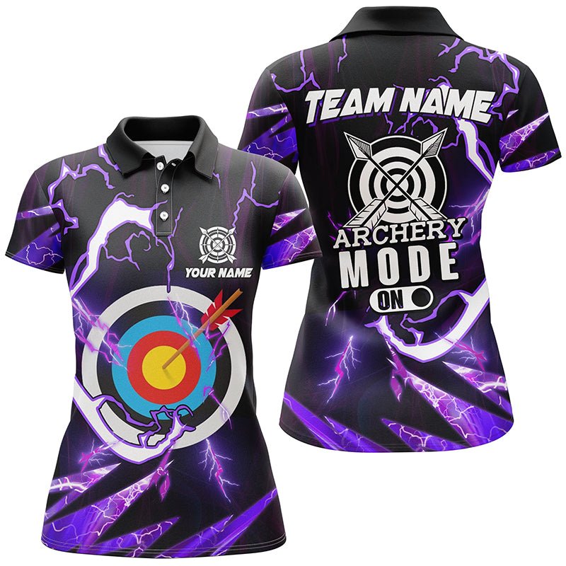 Personalisiertes Bogenschießen Poloshirt | Herren & Damen | Individuelles Teamshirt | 'Purple Thunder Archery Mode On' T1133 - Climcat